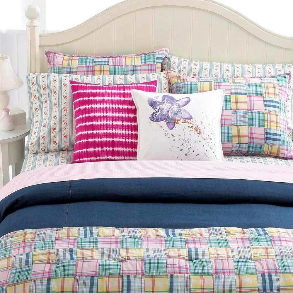 Vintage Lauren Ralph Lauren Carly University Madras Plaid Euro Shams (2)